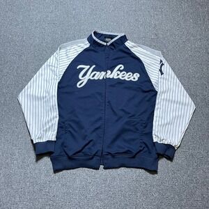 Stitches New York Yankees Track Jacket XL Navy Blue Pinstripe MLB Mens
